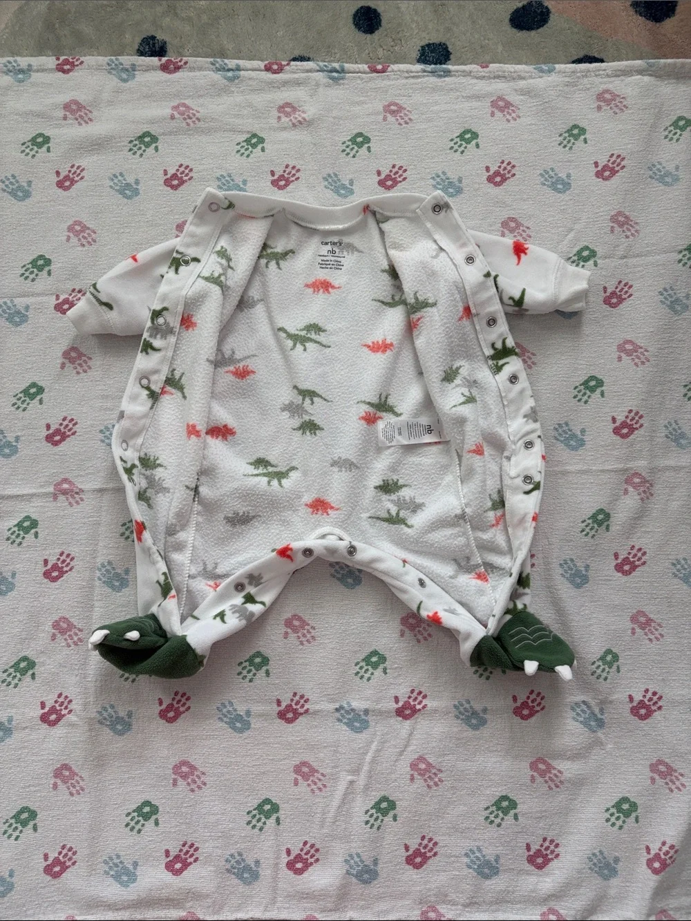 5for25 | Carter's White Fleece Dinosaur Footie Pajamas